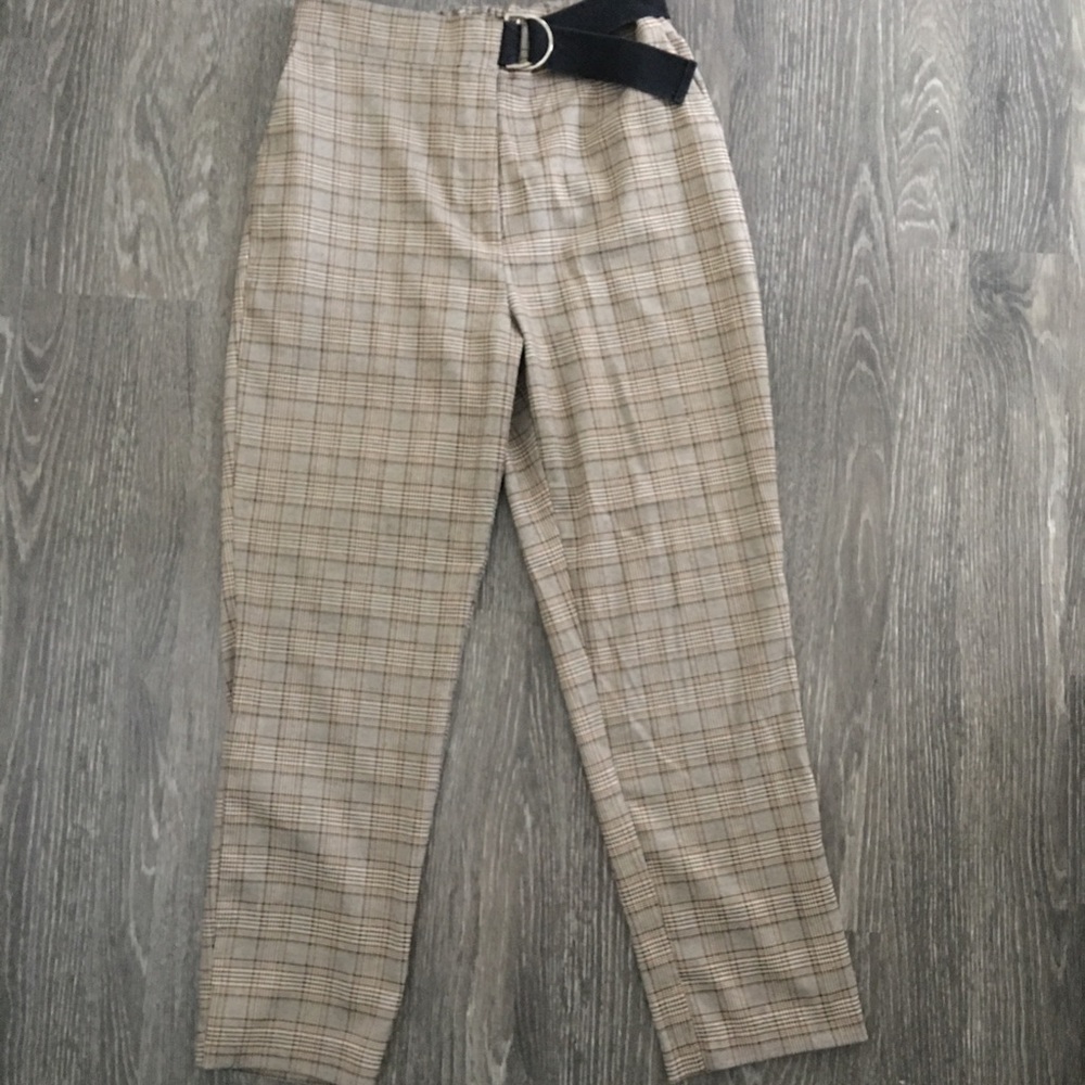 High waisted plaid pants.